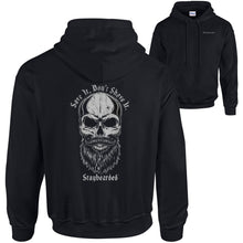 Staybearded® Hoodie - Save It Don’t Shave It (Skull) BACK PRINTED