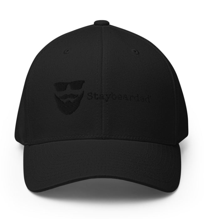 Hats - Staybearded® Flexfit Black on Black hat (mesh back)